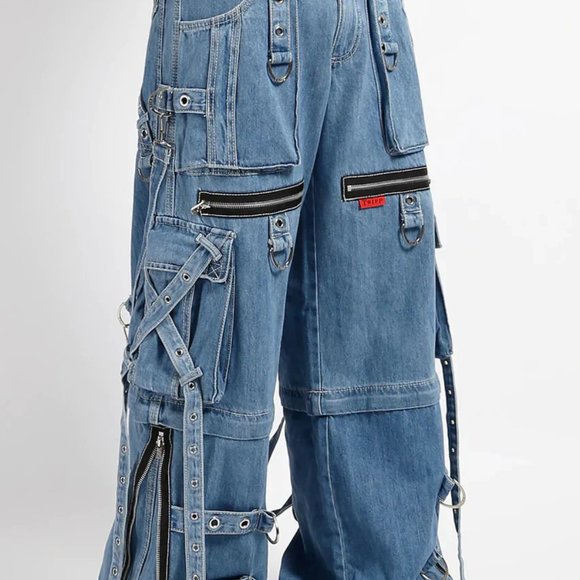 Tripp NYC Denim X Strap Pants [Light Blue] - Picture 2 of 8